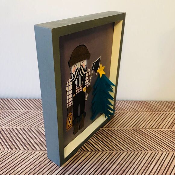 Hobby Lobby Christmas 2021 Woodland Wonders Shadow Box Felt Lumber Jack HTF - Picture 5 of 6